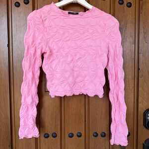Papermoon Pink Textured Long Sleeve Top